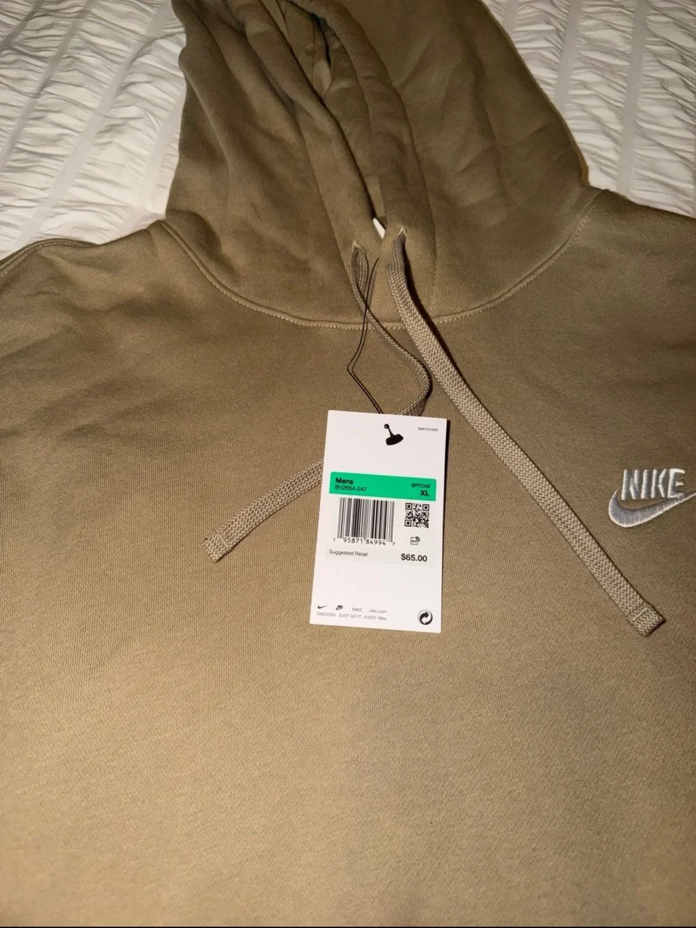 Nike Tan Hooded Pullover with White Swoosh - Picture 3 of 4